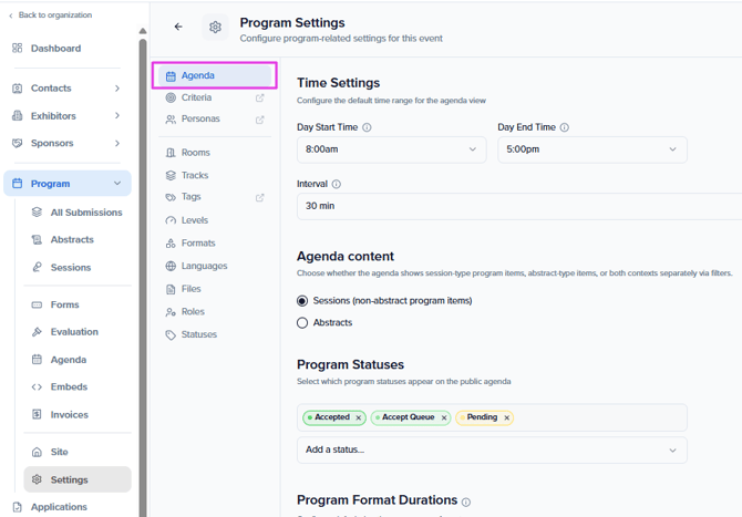 agenda with interval